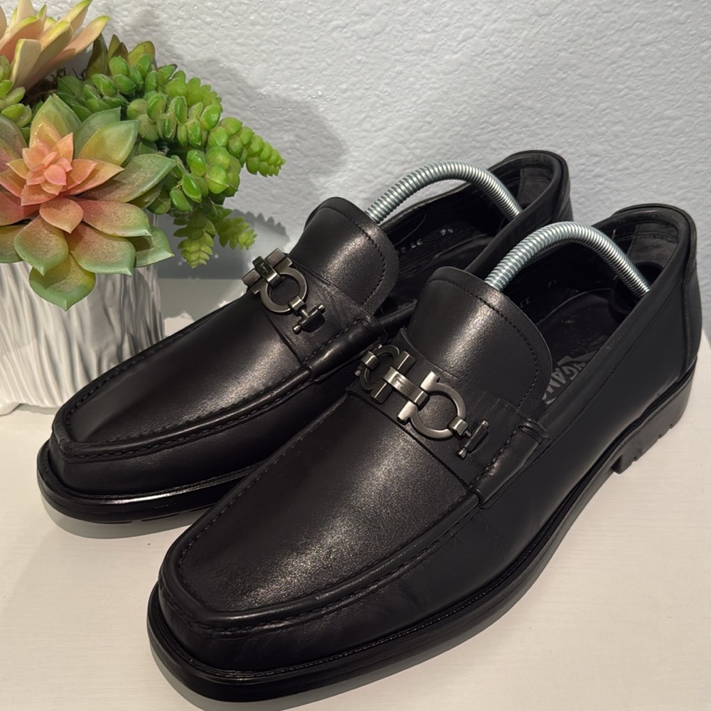 Salvatore Ferragamo Mens David Cancino Bit Loafers Shoes Black Leather Size 9.5 - Picture 5 of 15